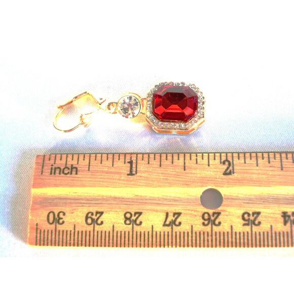 Red rhinestone pendent 3pc necklace set,wedding MOB prom party formal necklace - Picture 5 of 6